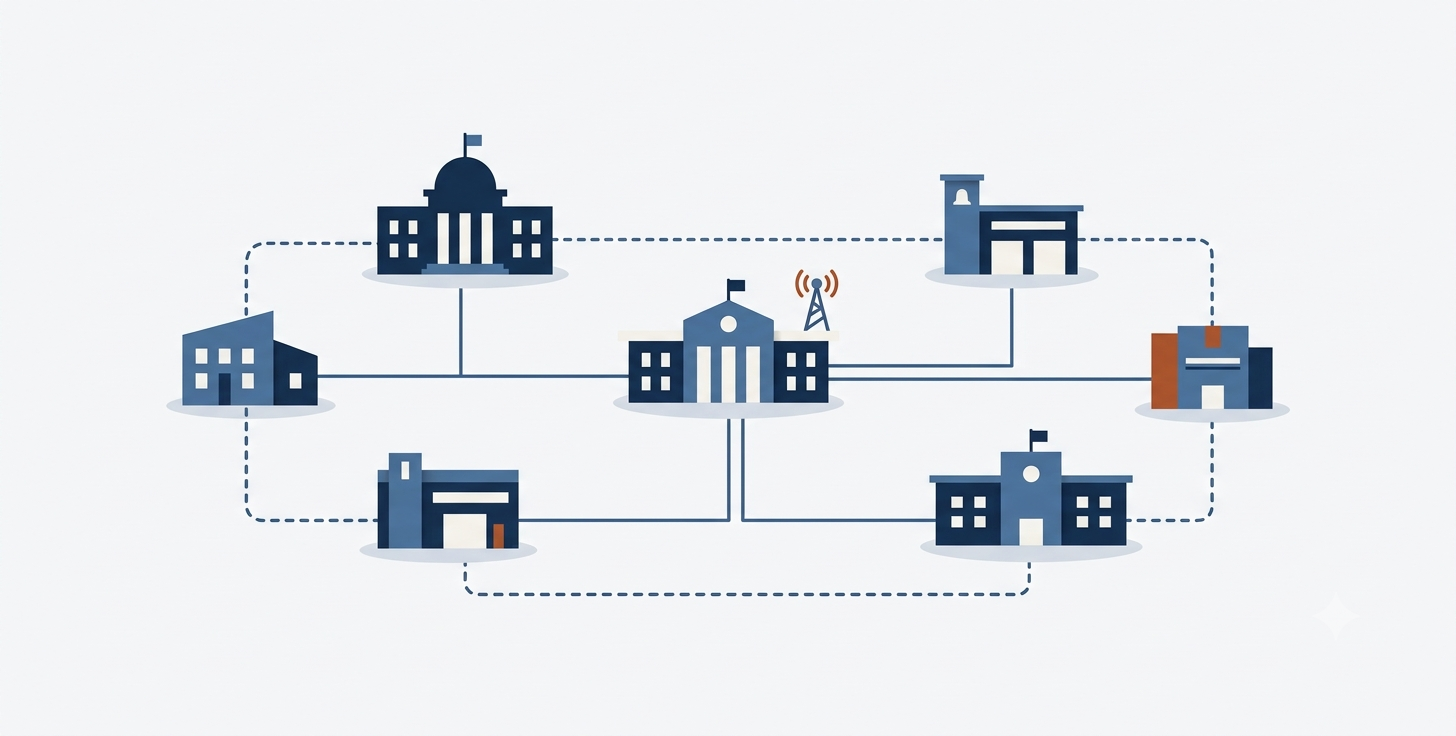Municipal network connecting city buildings